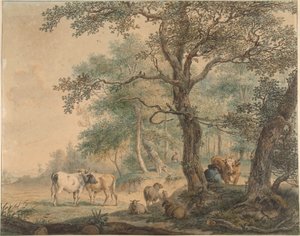 Paysage avec deux bergers et leur bétail - Pieter van Os